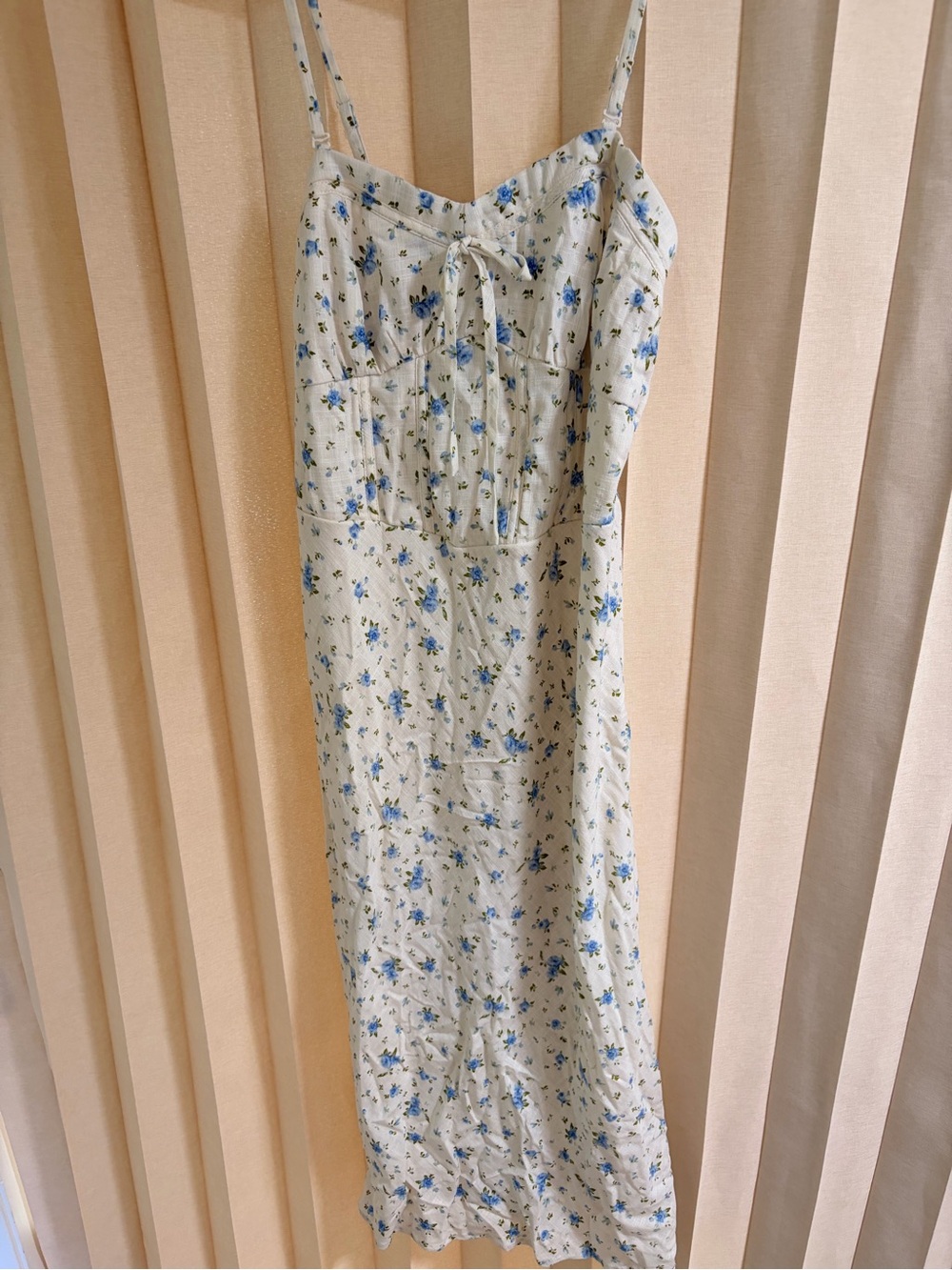 wild fable Cream Dress with Blue Floral Print